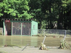 dugout at Greven Field, the day after Hurricane Irene